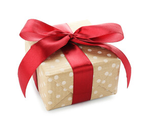 Beautiful gift with bow isolated on white