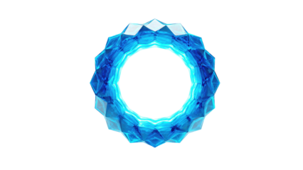 Blue Crystal Circle Frame Isolated