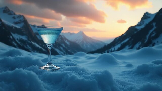 Video A martini glass sits atop a blanket of snow, ready for a winter's nightcap