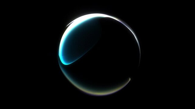 Minimal glowing orb with soft blue and white gradient reflections forming clean futuristic abstract motion. Seamless 4K 60fps loop.