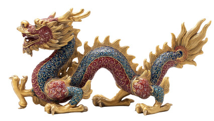 Fototapeta premium Chinese Dragon Figurine on Black Background