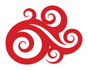 Red swirls design isolated on transparent background decorative element