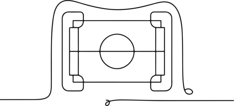 Continuous line art illustration of a simple outline of court boundary lines in minimal contour drawing