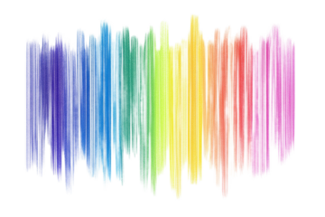 Vibrant rainbow spectrum of colorful vertical brushstrokes artwork on transparent background