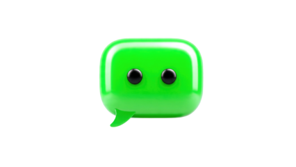 Green speech bubble with face on transparent background