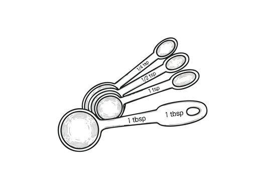 Set of Measuring Spoons in Various Sizes Illustration
