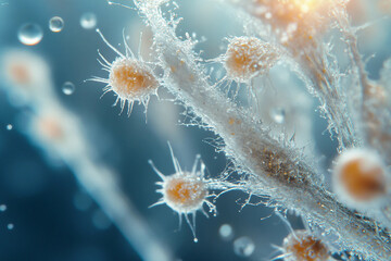 Generative AI visualization of vibrant microscopic bacteria and cellular details in stunning resolution