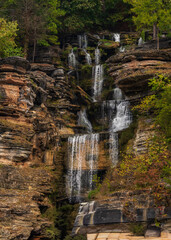 Majestic waterfalls on a mountain