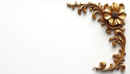 Golden ornate flourish corner with flower accent. This decorative element adds elegance and luxury to invitations, certificates, and designs.