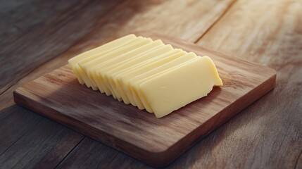 Delicious Processed Cheese Slices on Wood