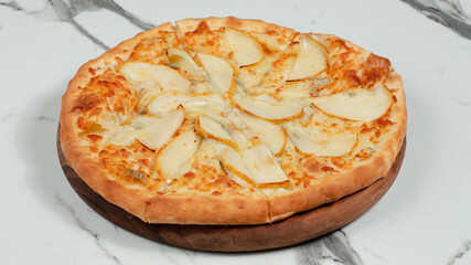 Delicious pizza top view isolated