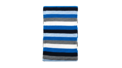 Striped Knit Fabric in Blue White Gray and Black Horizontal Pattern, cutout, PNG isolated on white or transparent background