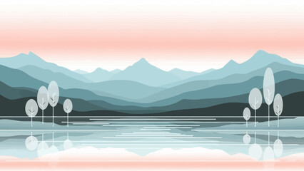 vector of lake in the mountains
