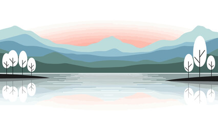 vector of lake in the mountains