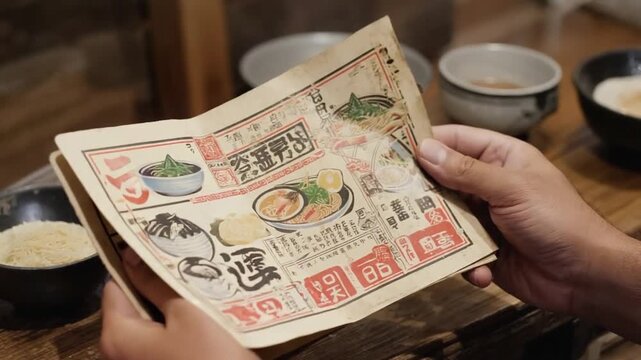 Menu of a ramen restaurant.