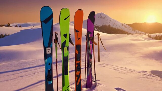 Skis in the snow.
