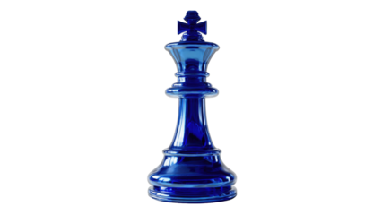 Blue Glass Chess King Isolated