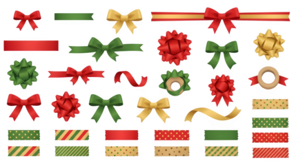 set of christmas elements isolated on transparent background png file