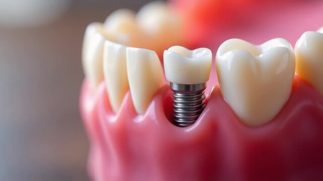 Video Tooth with a dental implant attached, used in medical and health s