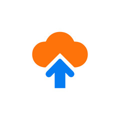 Cloud upload icon logo flat vector design
