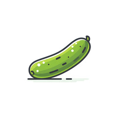 Hand drawn illustration of a green cucumber on a white background