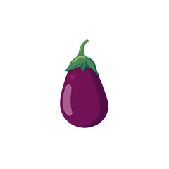 Illustration of a single ripe purple eggplant on a white background