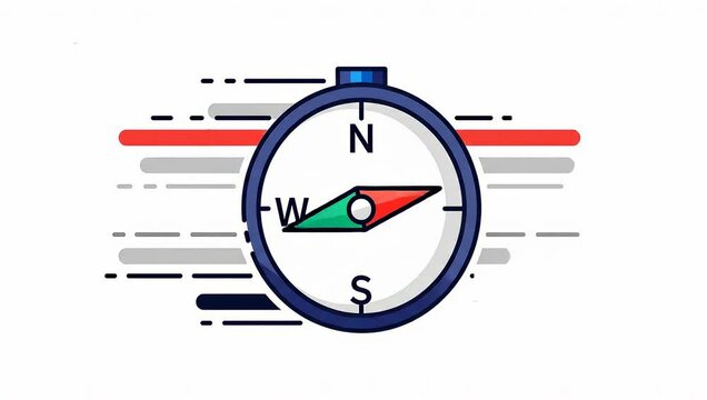 Animated Compass Icon Showing Direction and Speed.