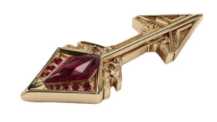 Golden Arrow with Ruby Gemstone