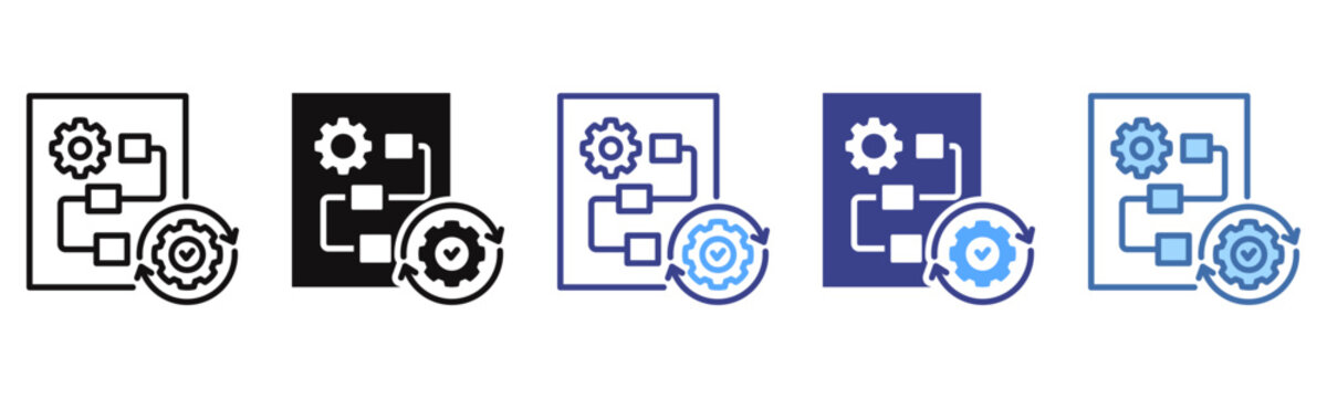 Process icon sheet multi color collection