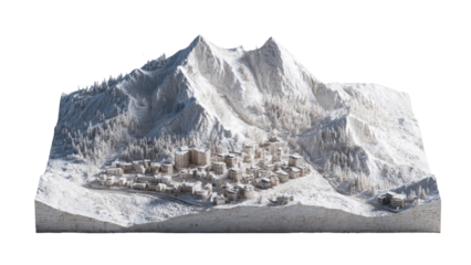 Mountain Town Diorama Isolated