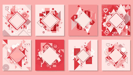 Vibrant geometric patterns in shades of red and pink for modern backgrounds