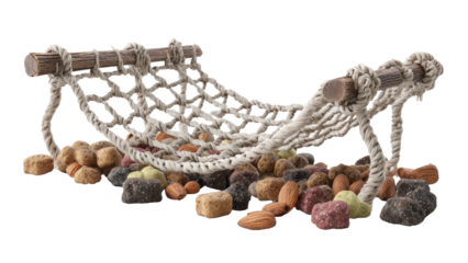 Nut Mix in Hammock, Transparent Background