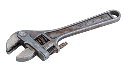 Old Adjustable Wrench Isolated