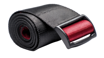Rolled Seatbelt Webbing on Transparent Background