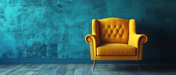 Elegant Yellow Armchair in Spacious Living Room