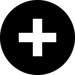 Obraz premium Black Circle Plus Icon for New Item or Expansion