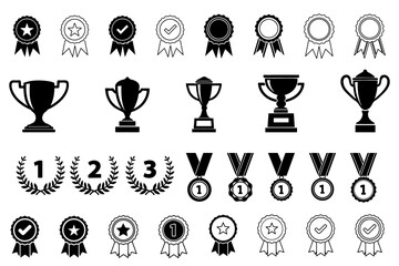 Trophy and medal collection including awards for first second third place winners