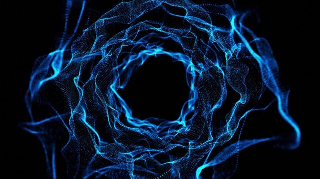 abstract wave tunnel technology background with blue light digital effect corporate concept. 4k seamless loop