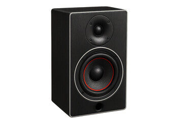Obraz premium Black studio monitor producing essential audio, sound, and music for home entertainment and professional recording, transparent background