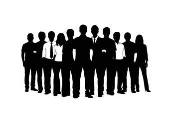 Vector illustration of group of people standing side by side in unified silhouette style, human rights day theme , clipart style vector