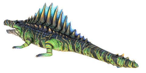 Colorful spiked prehistoric creature illustration