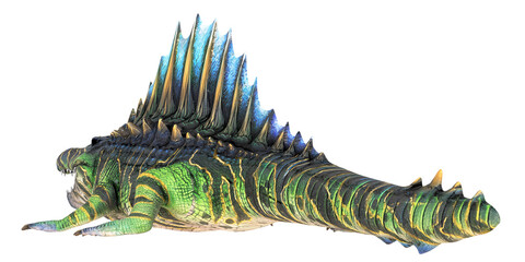 Vivid dinosaur with spiked back and green scales
