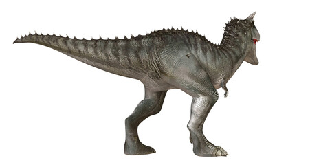 Side view of a Carnotaurus dinosaur in detail.