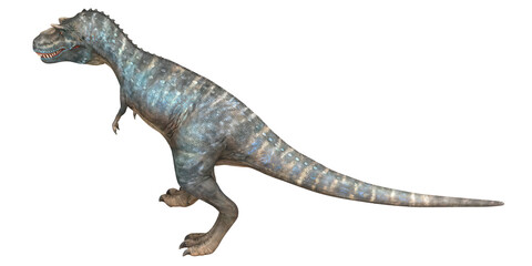 Realistic dinosaur rendering in profile view.