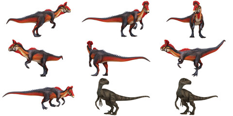 Colorful dinosaur illustrations on white background