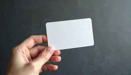 Person holds blank white card. Use for gym access, membership, pass, or business info. Ideal for fitness, health promotion, or service branding templates.