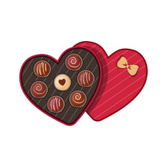 Valentine gift illustration. Valentine present. Sweet food. Dessert. Snack. Chocolate candy.