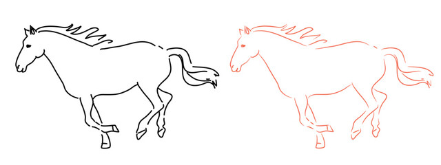 Running Horse Line Art &mdash; Minimal Outline Illustration, Editable Stroke