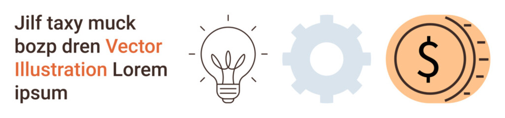 Innovation, finance, technology, creativity, business concepts, financial solutions. Image lightbulb, gear and dollar coin graphic. Innovation and finance concept