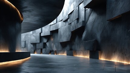 Clean black concrete wall with geometric shapes wallpapers